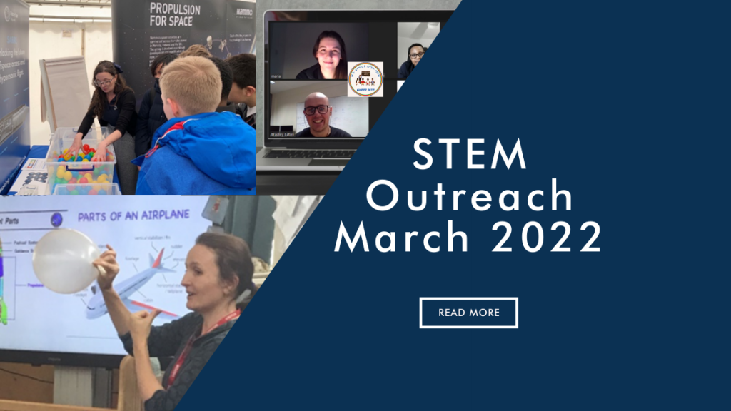 STEM Outreach March 2022 - A collection of images of women from Reaction Engines teaching children engineering